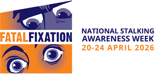 Logo-style illustration with two overlapping pairs of expressive eyes in orange and blue on the left, and a navy-orange wordmark on the right.